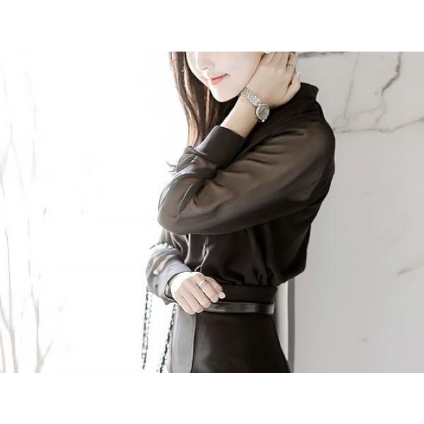 シャツブラウス トップス レディース 長袖 シアー シースルー ブラウス 黒 大きいサイズ 3L 春 秋 スタンダードカラー きれいめ オフィス シャツブラウス トップス レディース 長袖 シアー シースルー ブラウス