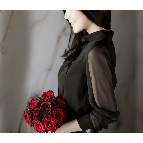 シャツブラウス トップス レディース 長袖 シアー シースルー ブラウス