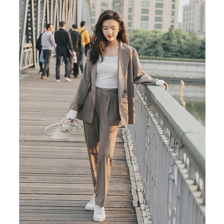 パンツスーツ レディース おしゃれ 上下レディース セットアップ スーツ オフィス カジュアル ゆったり シンプル 韓国 ファッション Ssa0095 Leap リープ 通販 Yahoo ショッピング