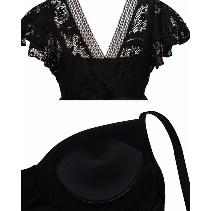 水着 ワンピース 体型カバー 大きいサイズ ワンピース水着 韓国 水着 レース 黒 水着 レディース 4l 5l 6l 7l 8l 水着 半袖 露出少なめ Ssb0046 Leap リープ 通販 Yahoo ショッピング