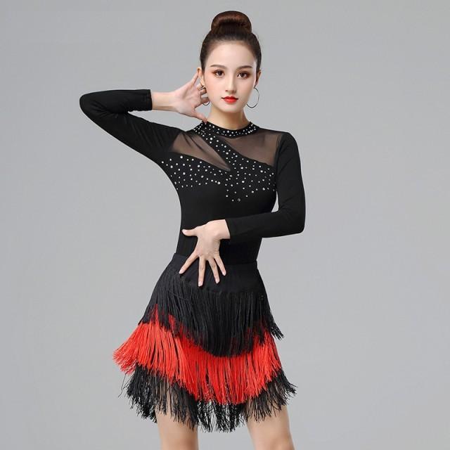 ダンス衣装 セットアップ レディース ラテンダンス衣装 社交ダンス ラテンドレス 黒 赤 セクシー ステージ衣装 大きいサイズ 3l 4l 5l  :SSB0059:Leap・リープ - 通販 - Yahoo!ショッピング