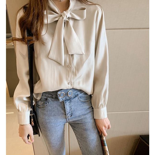 ブラウス レディース 長袖 トップス ボウタイブラウス 白 シャツブラウス 大きいサイズ 3l サテン リボン 通勤服 オフィス おしゃれ きれいめ 韓国 春 秋 Ssb0176 Leap リープ 通販 Yahoo ショッピング