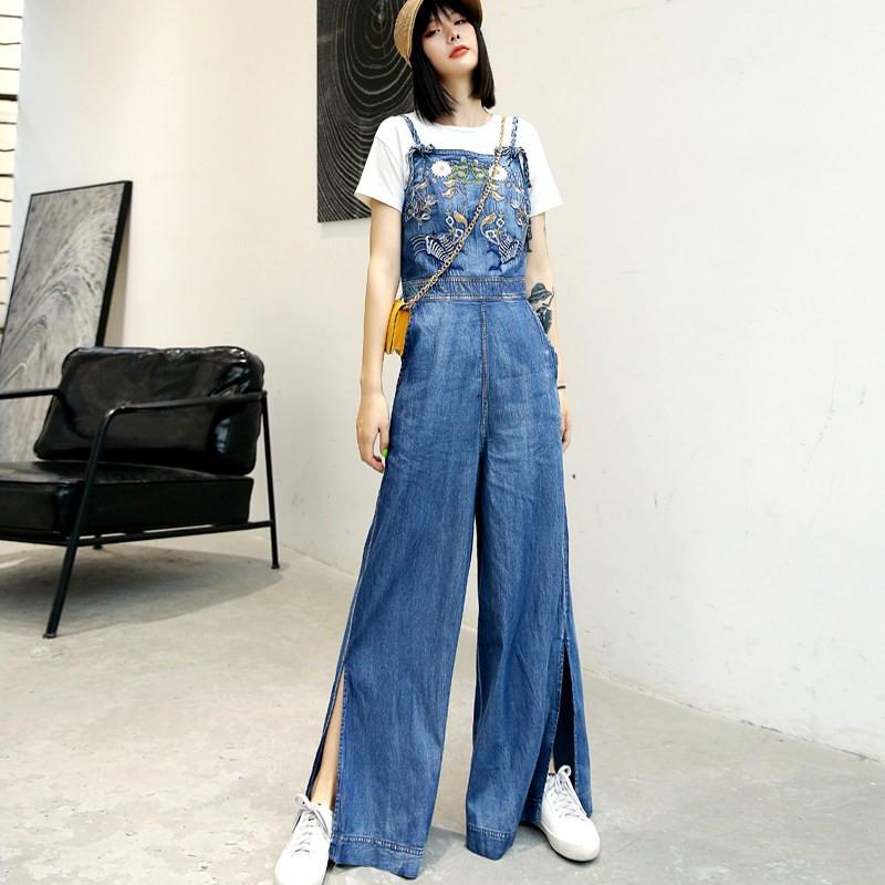 デニム サロペット パンツ セットアップ レディース オーバーオール 白 Tシャツ 半袖 大きいサイズ 3l 4l ロング ワンピース 刺繍 カジュアル スリット Ssd0014 Leap リープ 通販 Yahoo ショッピング