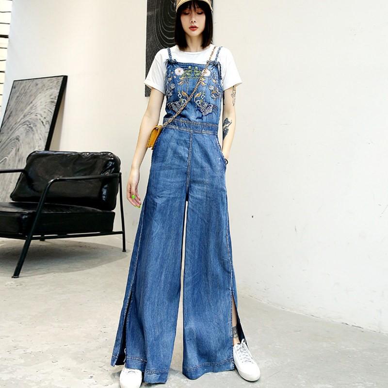 デニム サロペット パンツ セットアップ レディース オーバーオール 白 Tシャツ 半袖 大きいサイズ 3l 4l ロング ワンピース 刺繍 カジュアル スリット Ssd0014 Leap リープ 通販 Yahoo ショッピング