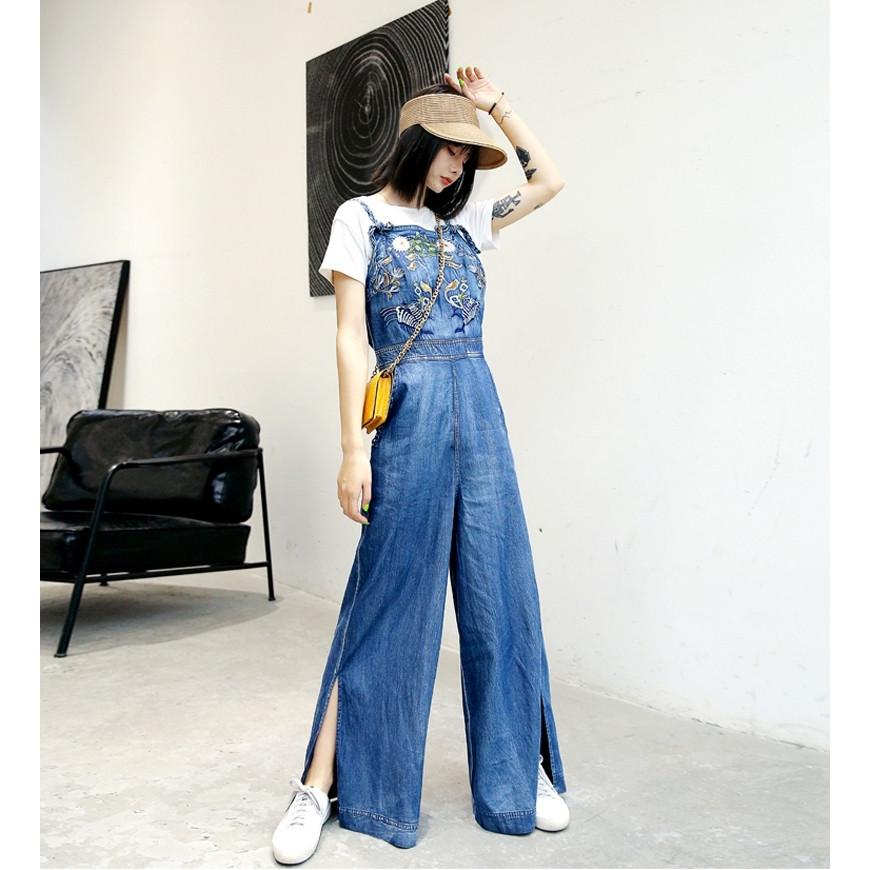 デニム サロペット パンツ セットアップ レディース オーバーオール 白 Tシャツ 半袖 大きいサイズ 3l 4l ロング ワンピース 刺繍 カジュアル スリット Ssd0014 Leap リープ 通販 Yahoo ショッピング