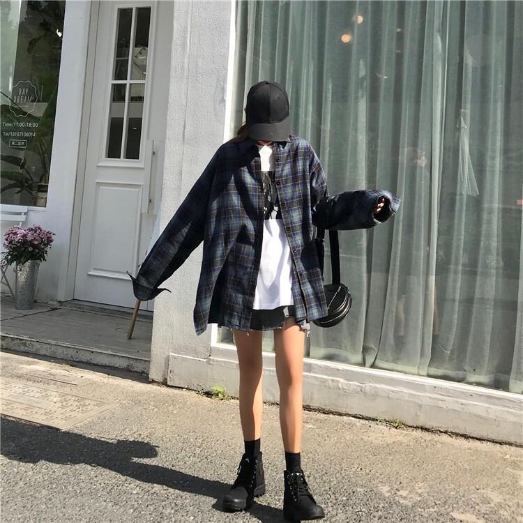 ネルシャツ レディース オーバーサイズ 韓国 ファッション 原宿系 レディース スリット入り フランネルシャツ ゆったり 長袖 通学 春 秋 冬 Sse0033 Leap リープ 通販 Yahoo ショッピング