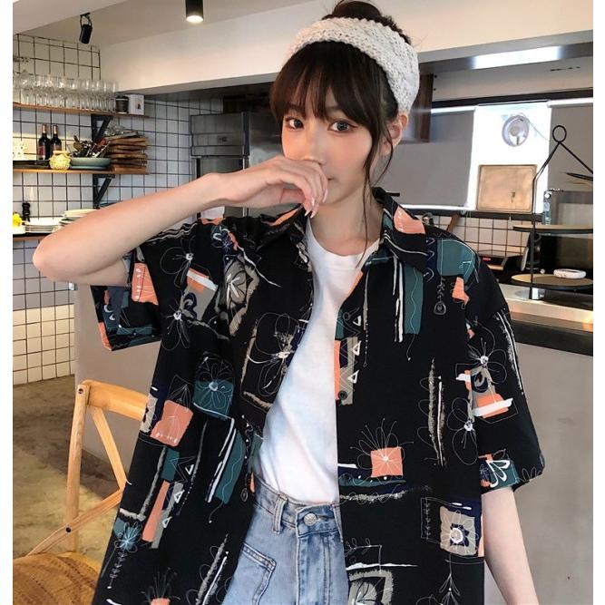 シャツブラウス トップス 柄シャツ レディース シャツ 襟付き ブラウス 半袖 アロハシャツ 総柄シャツ 半袖シャツ 春夏 レトロ ゆったり カジュアル シャツ レディース トップス 半袖 シャツブラウス アロハシャツ