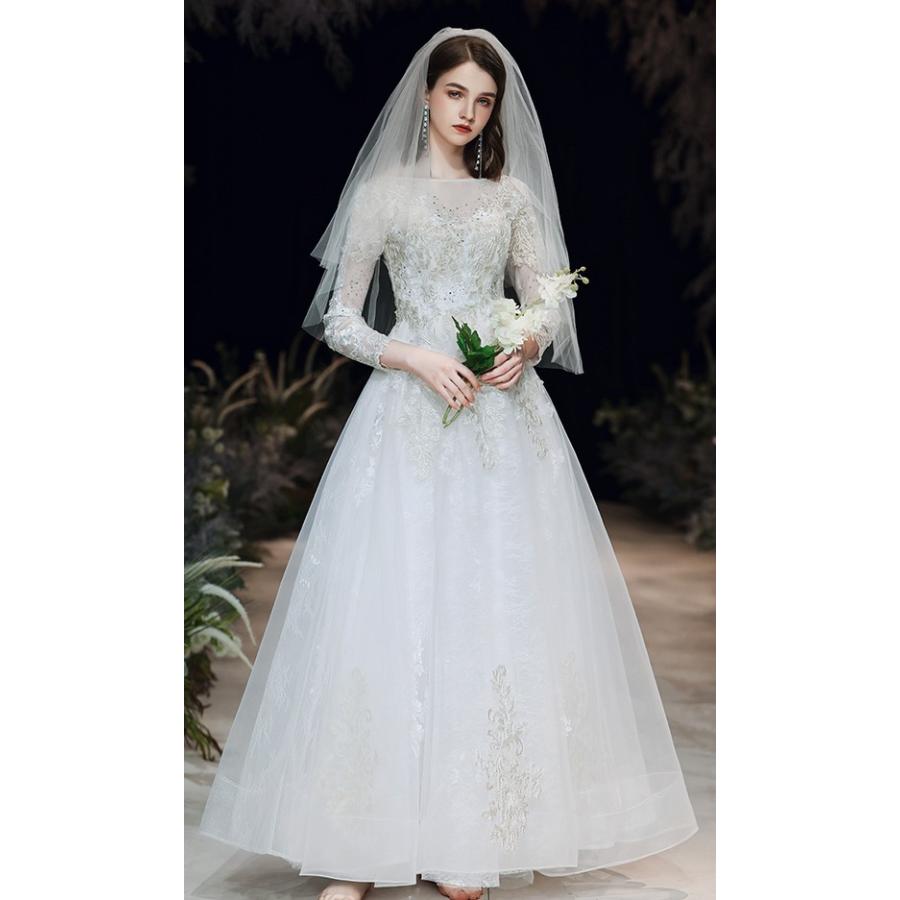 ウエディングドレス 長袖 Aライン ロングドレス 結婚式 花嫁 二次会 ドレス ウェディングドレス 袖あり 大きいサイズ 3l 小さいサイズ マキシ丈 刺繍 Rh3uidzvx5 レディースファッション Gearbox Part Com