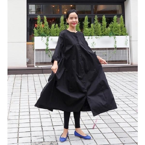 シャツワンピース ロング 春 秋 ワンピース レディース ロング