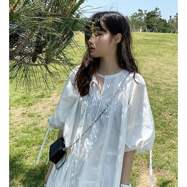 シャツワンピース 半袖 春 夏 ワンピース レディース ミモレ丈