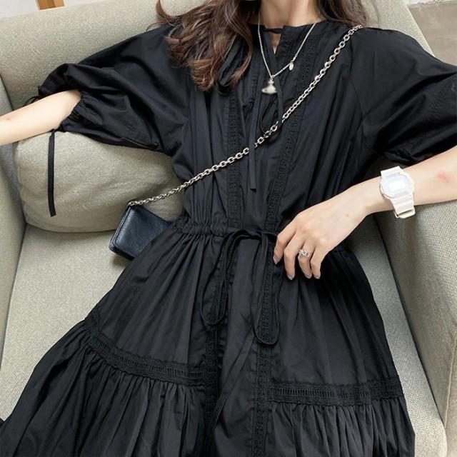 シャツワンピース 半袖 春 夏 ワンピース レディース ミモレ丈 五分袖