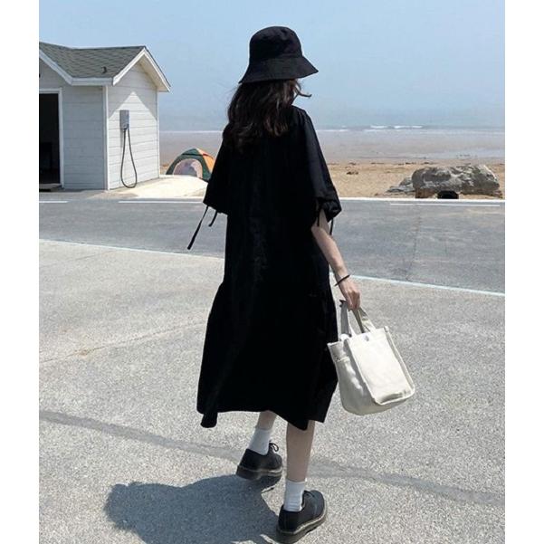 シャツワンピース 半袖 春 夏 ワンピース レディース ミモレ丈 五分袖