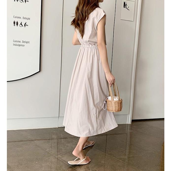 ワンピース レディース ロング 夏 半袖 フレンチスリーブ ロング