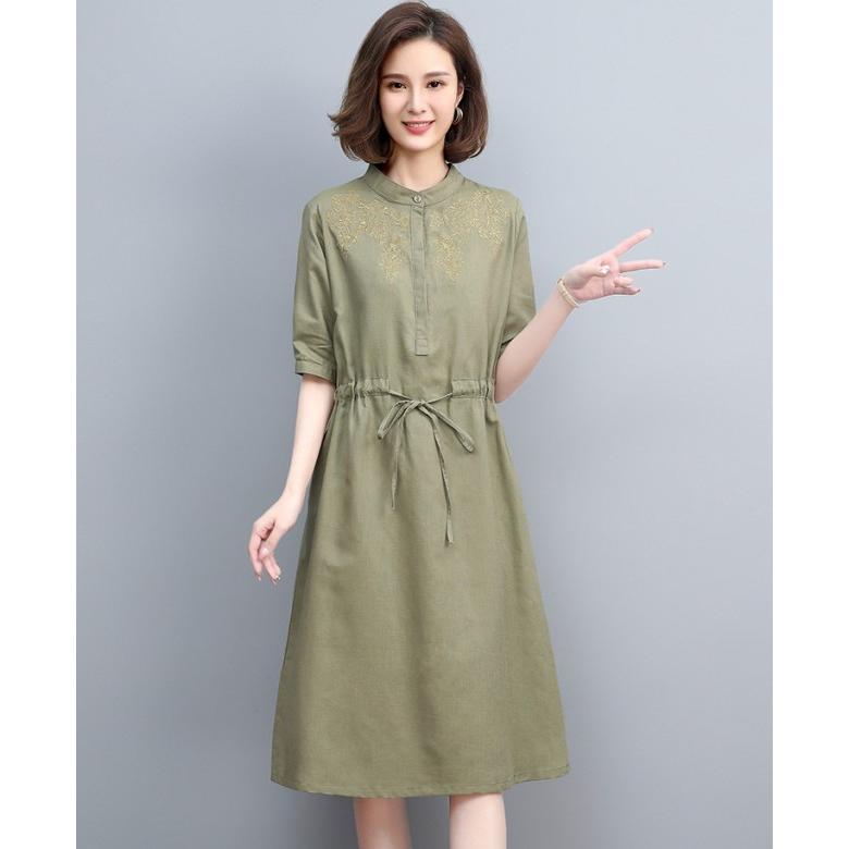 ORDINARYFITS リネン 半袖ワンピース　新品未使用　サイズ0 TOKYO BASIC 夏ワンピース 50代 40代 きれいめ 接触冷感 強撚糸