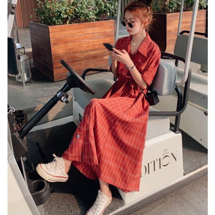 ワンピース レディース 半袖 ロング 春 夏 チェックワンピース ロング