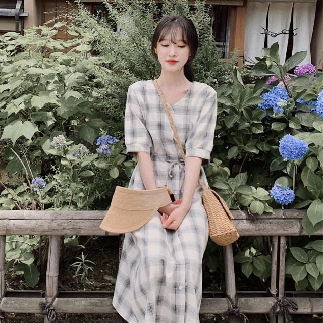 ワンピース レディース ロング 半袖 チェックワンピース シャツ ワンピース レディース ロング 半袖 チェックワンピース シャツ