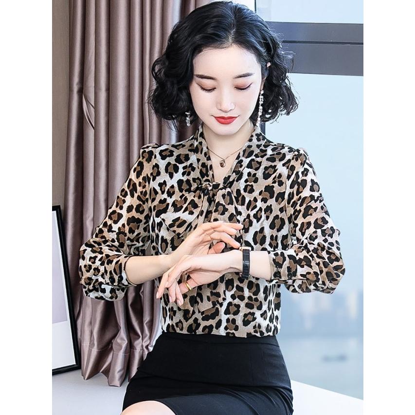 専用　soeju レオパード柄　ボウタイブラウス　黒　M レオパード柄ボウタイブラウス - SOÉJU online store｜上質な