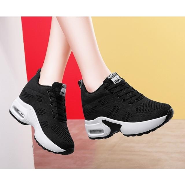 厚底黒スニーカー メッシュとスエード ショッピングゴー shoppinggo スニーカー メッシュ 男女兼用