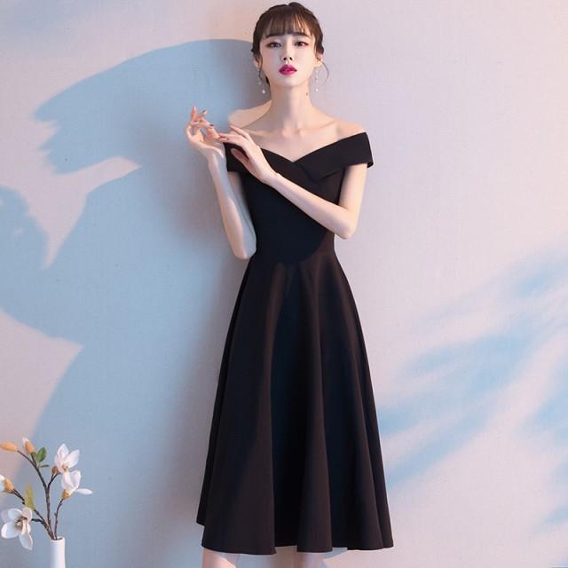 新品未使用 シースルーオフショルダー　ブラック　お呼ばれパーティードレス チュールオフショルダードレス 結婚式 パーティードレス