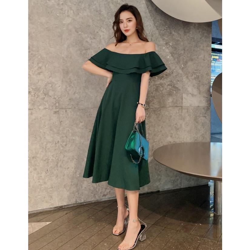 パーティードレス 結婚式 お呼ばれドレス ワンピース フォーマル オフショルダー 大きいサイズ ワンピースドレス フリル ミモレ丈 韓国 二次会 Ssg04 Leap リープ 通販 Yahoo ショッピング