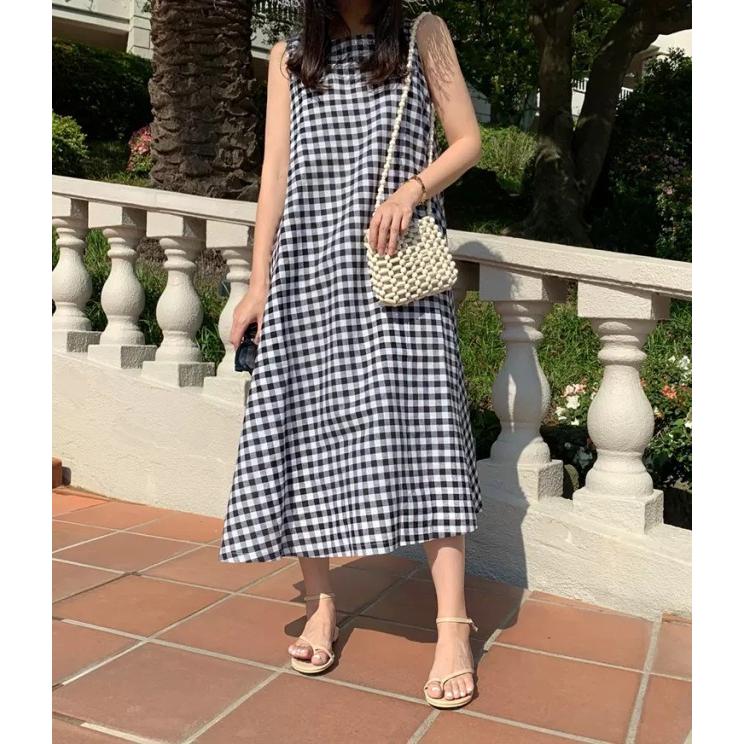 ギンガムチェック ワンピース ロング レディース ロングワンピース 夏