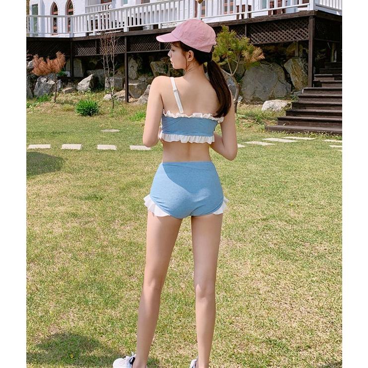 ♡未使用新品！ハイウエストフリルビキニ 韓国 水着♡ 即日発送】【ビキニ】【水着】フリルx千鳥ビキニ[M191-SW-23PY][FB01