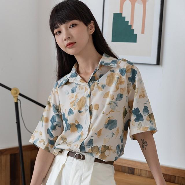 シャツブラウス トップス 柄シャツ レディース シャツ 襟付き ブラウス 半袖 アロハシャツ 総柄シャツ 半袖シャツ 春夏 レトロ ゆったり カジュアル Ssg0263 Leap リープ 通販 Yahoo ショッピング