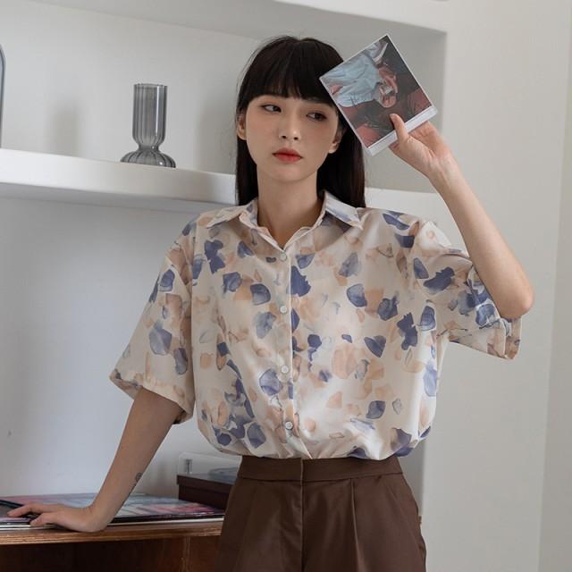 シャツブラウス トップス 柄シャツ レディース シャツ 襟付き ブラウス 半袖 アロハシャツ 総柄シャツ 半袖シャツ 春夏 レトロ ゆったり カジュアル Ssg0263 Leap リープ 通販 Yahoo ショッピング
