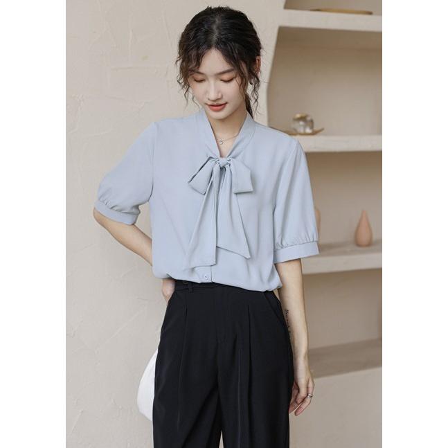 ジルサンダー　シャツ　ブラウス　ボウタイ　リボン　白　半袖 AZUL BY MOUSSY | ボウタイリボンブラウス (シャツ・ブラウス ) |SHEL