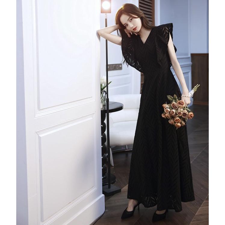 激安買付 パーティードレス ロング 結婚式 ドレス お呼ばれドレス ロングドレス 黒 韓国 総レース Vネック Aライン 大きいサイズ 3l 小さいサイズ 激安買い取り Www Superavila Com