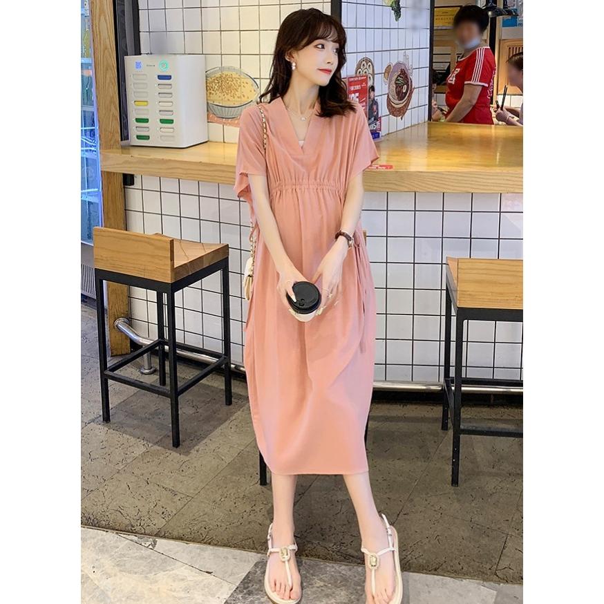 初回限定 マタニティ ワンピース ドレス ロング 結婚式 お呼ばれドレス ロングワンピース 袖あり 半袖 大きいサイズ 3l Vネック リボン 妊婦服 フレンチスリーブ Materialworldblog Com
