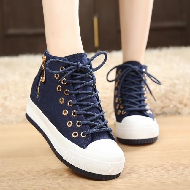 ハイカットスニーカー スニーカー レディース キャンパススニーカー ハイカット 学生 通学 靴 シューズ カジュアル 黒 青 ブラック ブルー Ssh0025 Leap リープ 通販 Yahoo ショッピング