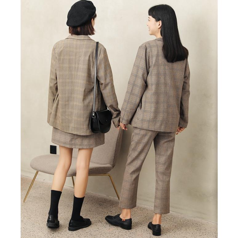 即納 セットアップ レディース スーツ パンツ スカート ミニ丈 チェック柄 通勤 オフィスカジュアル レディース セットアップ きれいめ Ssh0031 Leap リープ 通販 Yahoo ショッピング
