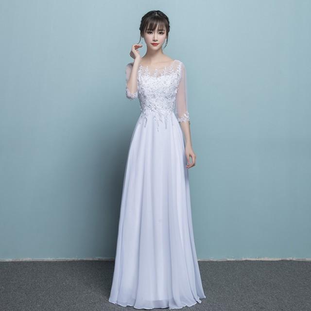 ウエディングドレス レース ロングドレス 袖あり ノースリーブ 白 ワンピースドレス ｉライン ホワイト 花柄 透け感 シースルー フェミニン 大きいサイズ 3l Ssh0047 Leap リープ 通販 Yahoo ショッピング