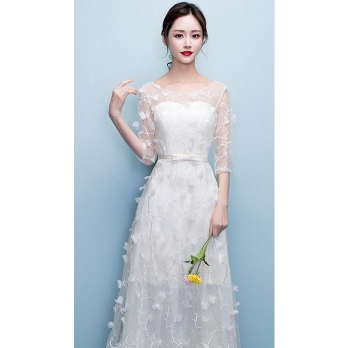 Jane Marple リボンカットドビーレースカラードレス ホワイト 美品！ オーバードレス/スカートのみ ホワイト レース ロング