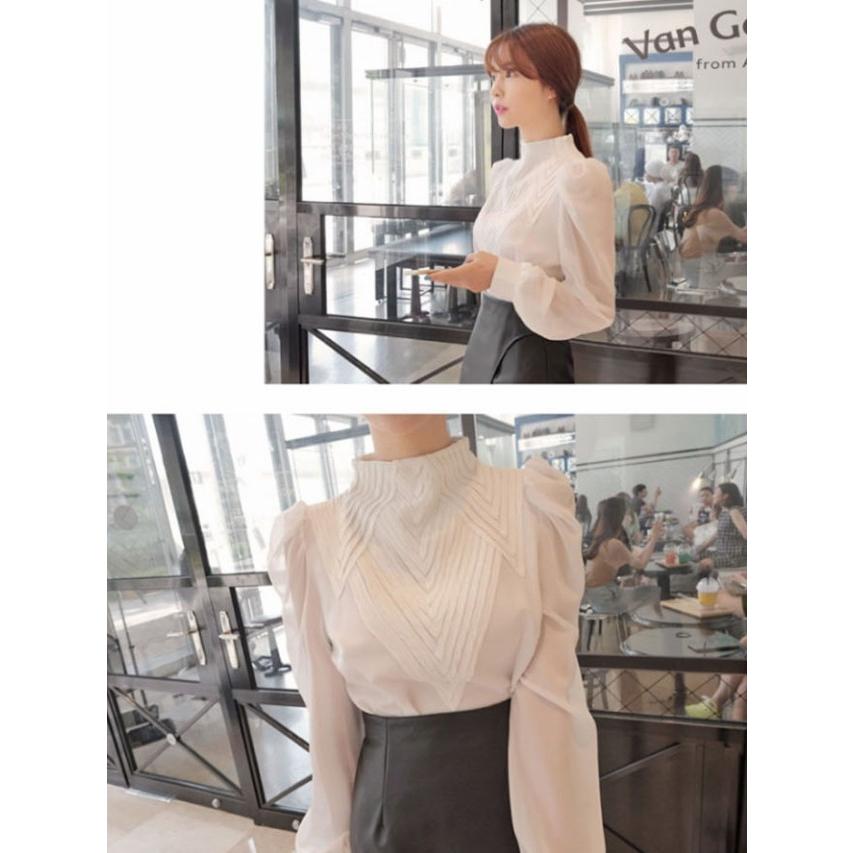 ブラウス レディース 長袖 トップス 春 秋 スタンドカラー シャツ