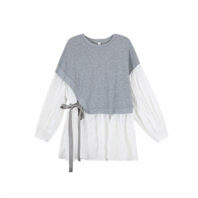 ドッキングシャツ チュニック シャツ レディース 長袖 アシンメトリー