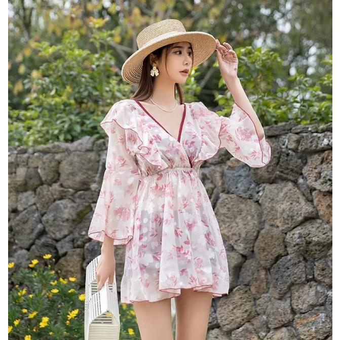 水着 レディース タンキニ 韓国 3点セット カバーアップ