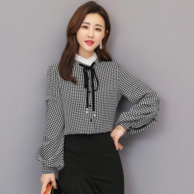 Fubail / 【新色】Bow-Tie Lace Trimming Blouse