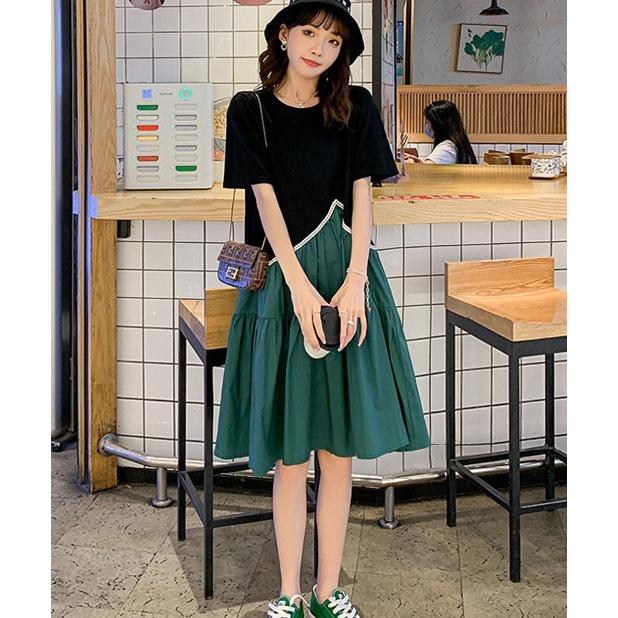 ワンピース レディース Tシャツワンピース 半袖 膝丈 春 夏 ティアード  