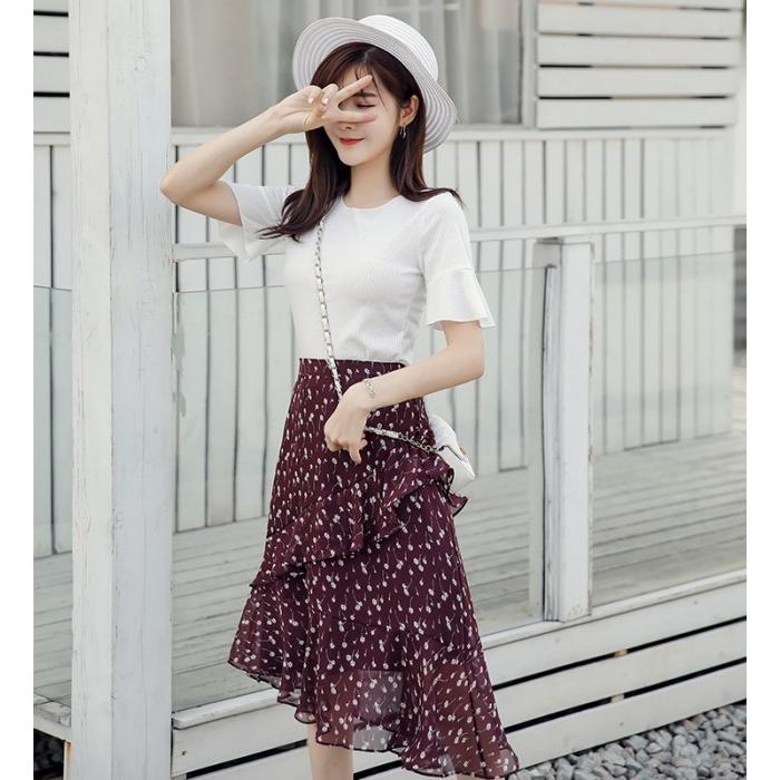 マーメイドスカート 膝丈 柄スカート ドット柄 星柄 花柄 スカート  