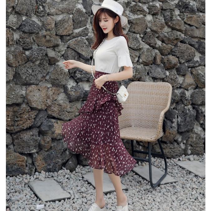 マーメイドスカート 膝丈 柄スカート ドット柄 星柄 花柄 スカート  