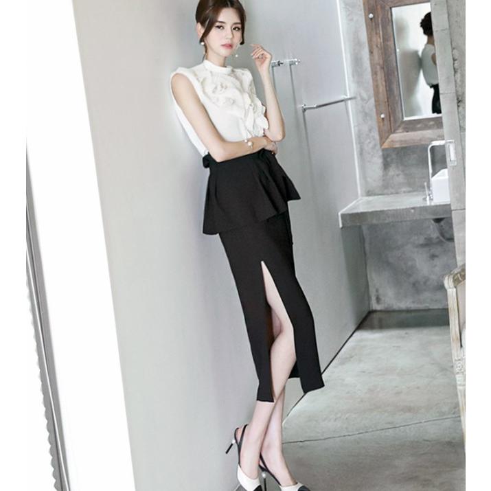 タイトスカート ロング ミモレ丈 レディース ボトムス ペプラム ハイ