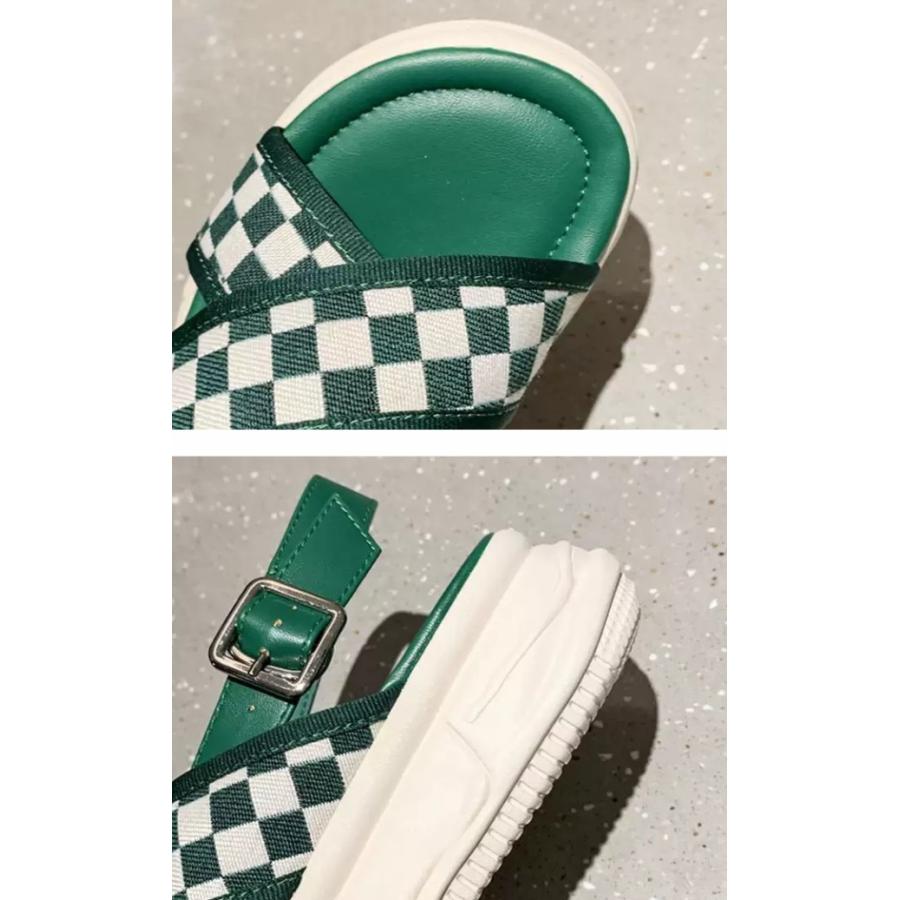 【早めのチェック♪】CHANEL 厚底 サンダル グレー スポーツサンダル レディース 厚底 サンダル ブロックチェック