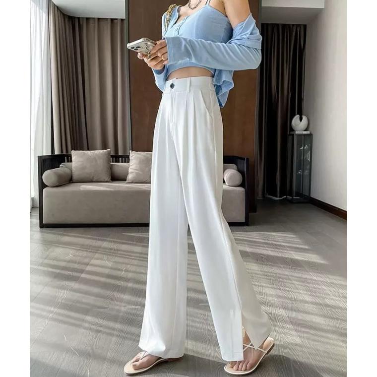 ベージュ ワイドパンツ スリット入り ベージュ ワイドパンツ スリット入り ベージュ ワイドパンツ