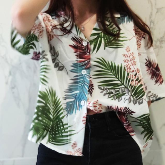 希少美品❤️ケンゾー　フラワーボタニカル柄 セットアップ シャツ スカート S アロハシャツ レディース ボタニカル柄 トップス ブラウス