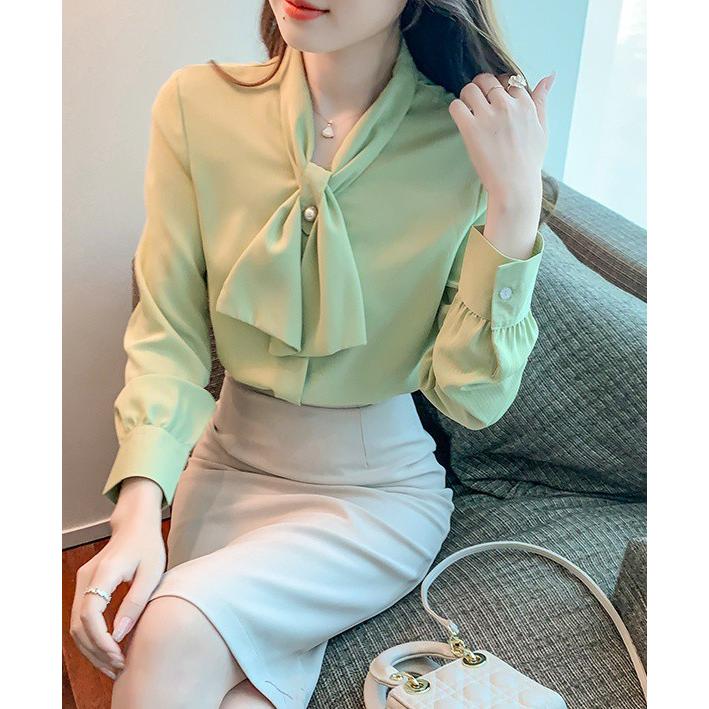 THE LOW　ザロウ　ブラウス　ボウタイ　長袖　シルク　絹　トップス THE LOW ザロウ ブラウス ボウタイ 長袖 シルク 絹