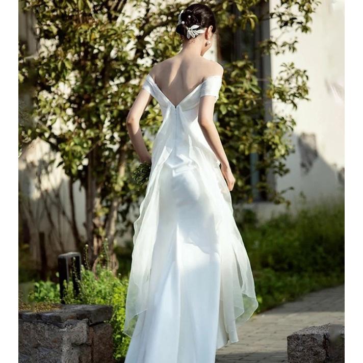 マーメイド ウエディングドレス オフショルダー リボン n1392 マーメイド ウエディングドレス オフショルダー リボン n1392