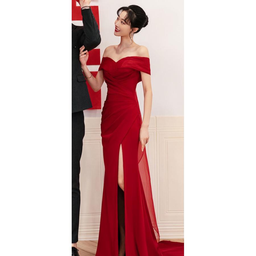 ウェディングドレス マーメイド カラードレス 赤 白 オフ