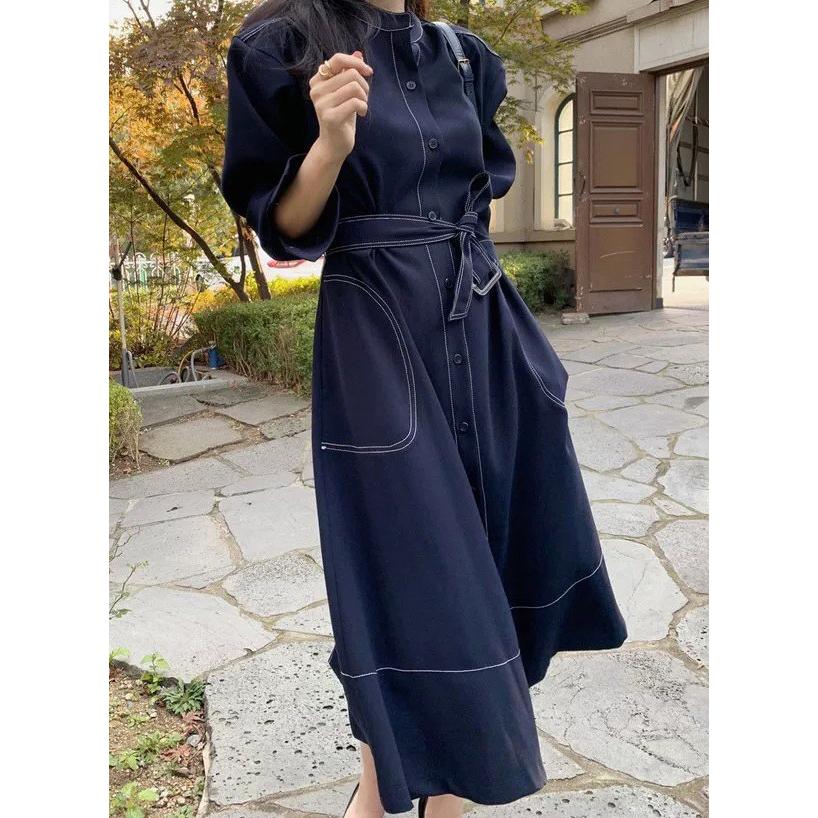 デニムワンピース シャツワンピース 長袖 デニム ワンピース レディース Aライン 春 秋 ウエストマーク 大きいサイズ ロングコート 韓国 ファッション